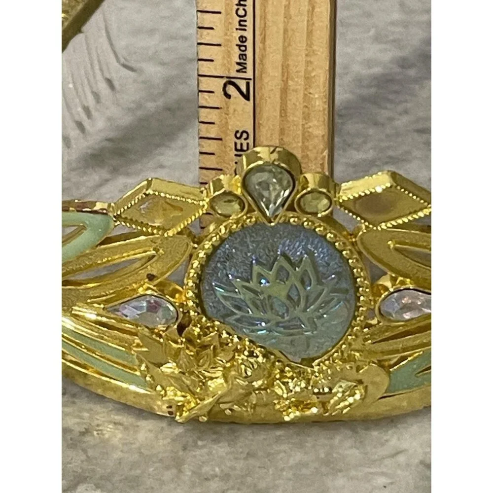 Disney‎ Store Princess Tiara Gold Lotus Flower Crown Green Jewels Kids Roleplay